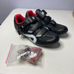 Peloton Black and Red Athletic Shoes with Velcro Straps